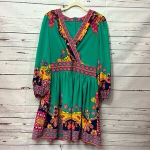 Donna Morgan Women's Surplus Faux Wrap Dress with Puff Sleeves size 8